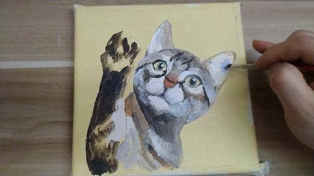 Acrylic painting / How to paint a cat /Easy painting Tutorial #170 смотреть онлайн