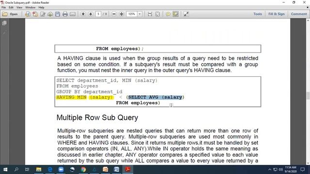 SQL Course (Lecture 17): Sub Query (Nested Query) with Example смотреть онлайн