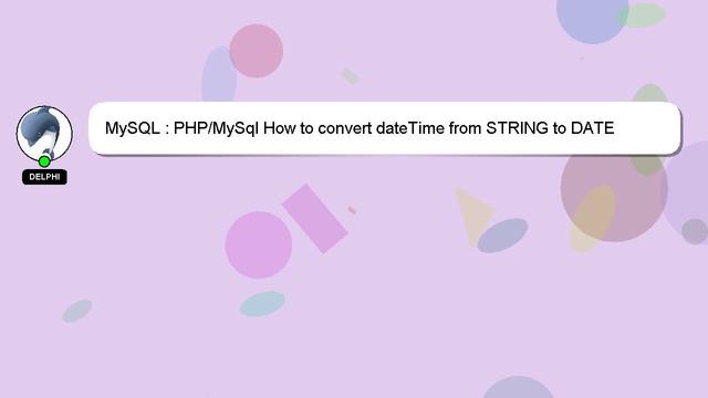 MySQL : PHP/MySql How to convert dateTime from STRING to DATE смотреть онлайн