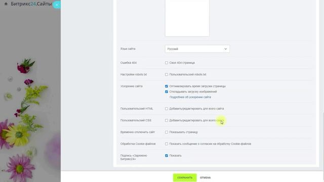 Настройки сайтов и страниц смотреть онлайн