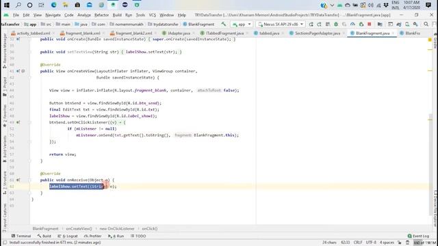 How to Transfer Data/Msg from one fragment to another in View-pager with Tabbed-Layout | Android смотреть онлайн