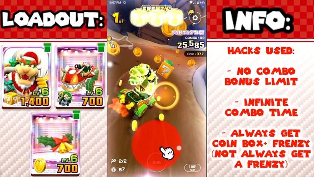 Mario Kart Tour INFINITE Combo Time & Bonus Hack! смотреть онлайн