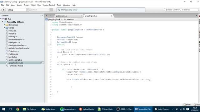 Grappling Hook (Part 1) - Unity 2D Tutorial (C#) смотреть онлайн
