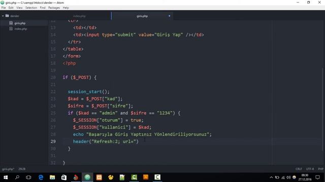 25. Php Dersleri - Oturum Yönetimi Örnek Uygulama смотреть онлайн