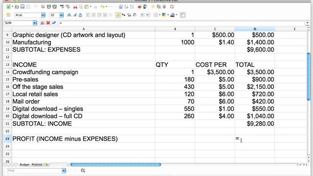 Using spreadsheet formulas to figure out profit or loss in a budget смотреть онлайн