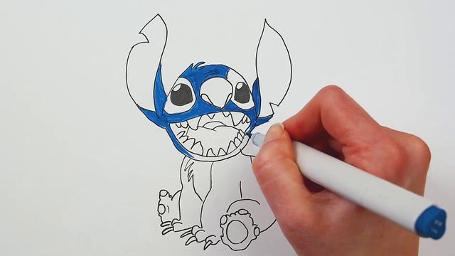 Лило и Стич. Как нарисовать маркерами. Раскраски для детей смотреть онлайн