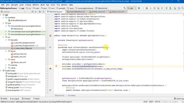 Android Navigation Drawer Using NavigationView Part 2 | Toolbar | Android studio tutorial смотреть онлайн