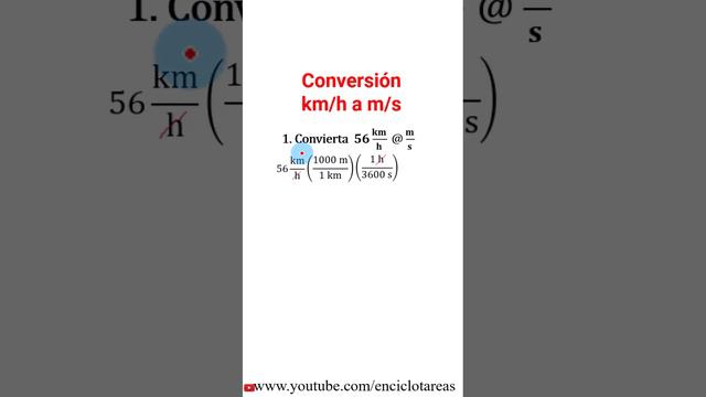 Convierta 56 km/h a m/s #física #kilómetros #metro #unidad смотреть онлайн