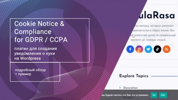 Cookie Notice & Compliance for GDPR / CCPA: плагин для создания уведомления о куки на Wordpress