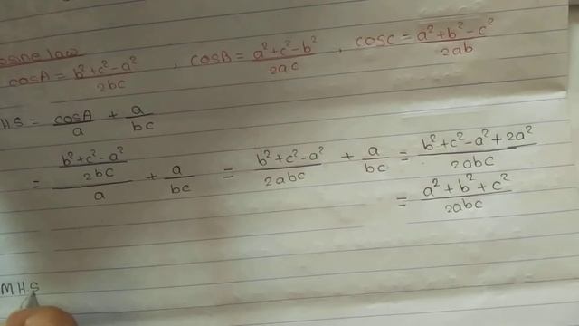 In any triangle ABC,Prove that: (cos A)/(a)+(a)/(bc)=(cos B)/(b)+(b)/(ca)=(cos C)/(c)+(c)/(ab) смотреть онлайн