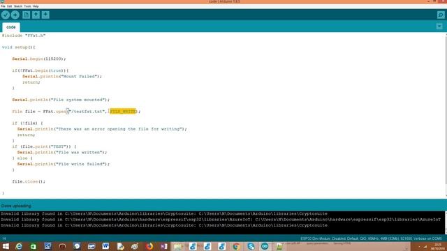 ESP32 Arduino FAT file system: write file смотреть онлайн