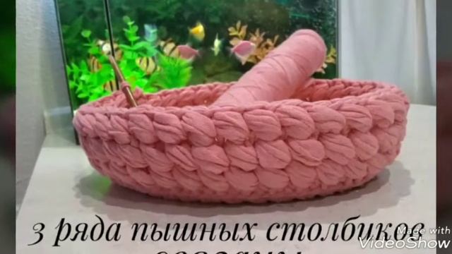 Мини МК корзины из трикотажной пряжи пышными столбиками смотреть онлайн