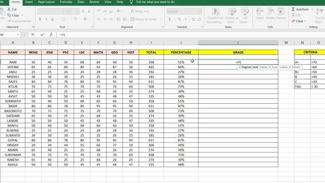 How to learn GRADE, SUM & PERCENTAGE | Microsoft Excel 14th Class - Bengali Tutorial смотреть онлайн