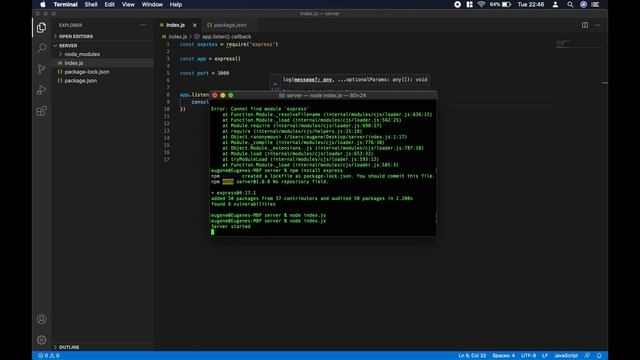 Создание простого сервера на базе Node.JS и Express смотреть онлайн