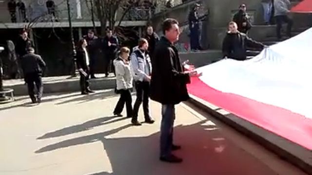 Видео с акции в поддержку Референдума в Крыму на Потемкинской лестнице 14 марта 2014 в 13:00 смотреть онлайн