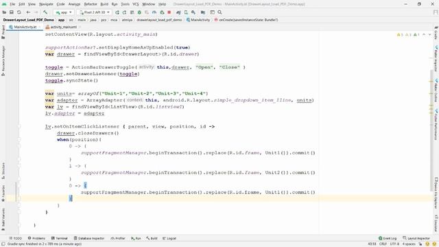 Drawer Layout, ActionBarDrawerToggle and Load PDF in PDFViewer on Click of ListView - Android Kotli смотреть онлайн