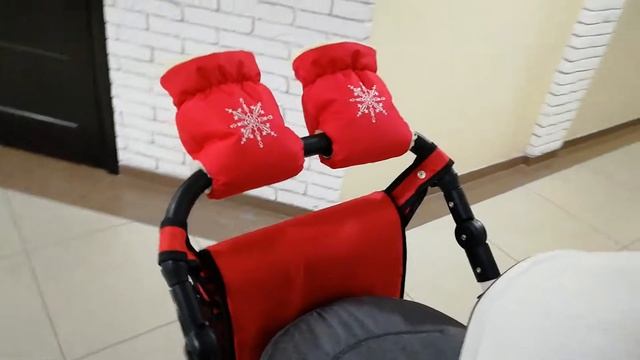Комплект сумка и рукавички на коляску Ok Style Цветок Красный смотреть онлайн