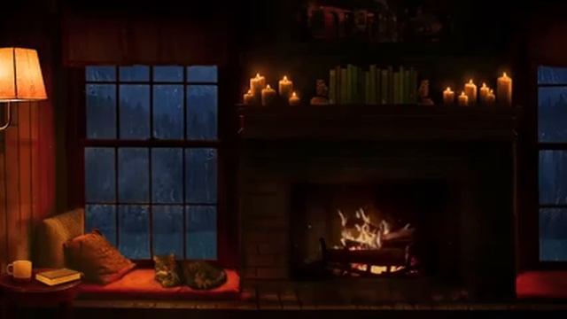 =Релакс= звук дождя, костер в камине, Rain and Fireplace Sounds at Night 8 Hours for Sleeping смотреть онлайн