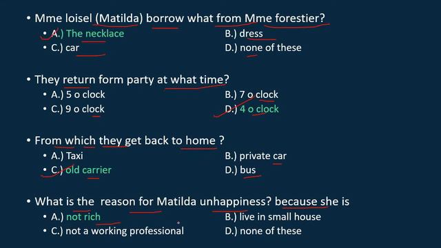 objective Question & answer on The necklace смотреть онлайн