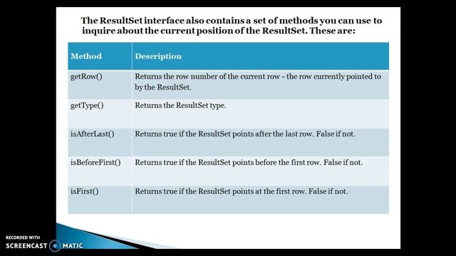 29.ResultSet Navigation Methods in JDBC смотреть онлайн