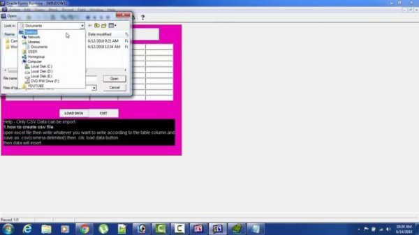 IMPORT CSV/Excel data to ORACLE FORMS | DATABASE WITH FORMS 6i