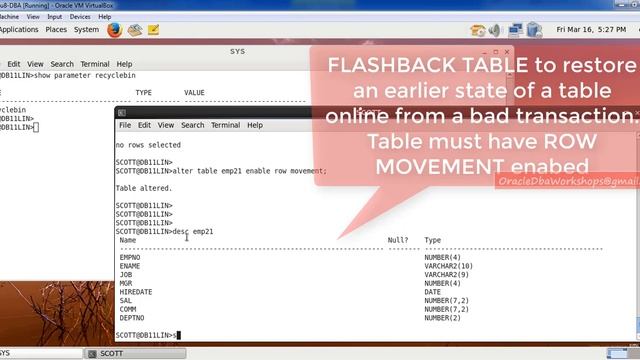Simplified DBA-022-11-Realtime Activity - Recovery using RECYCLEBIN and FLASHBACK смотреть онлайн