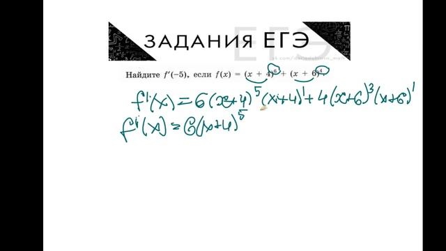 ЕГЭ по математике. Производная сложной функции. смотреть онлайн