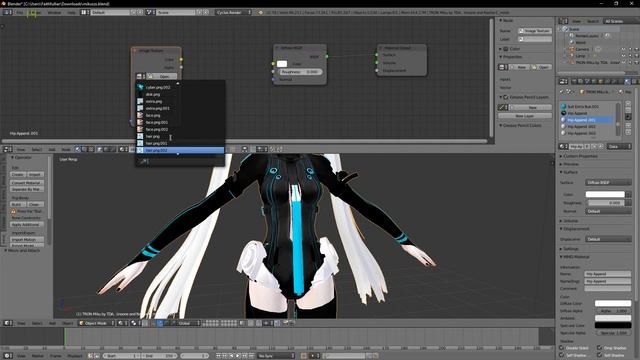 Adding textures from MMD to Blender for cycles rendering смотреть онлайн