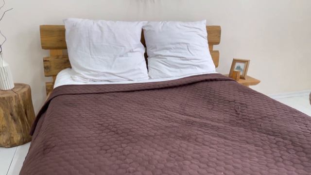 Плед покрывало классическое хлопковое, 200см х 230см , Коричневый цвет смотреть онлайн