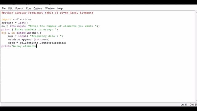 python display Frequency table of given Array Elements смотреть онлайн