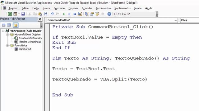 Como QUEBRAR TEXTO de Textbox em Partes com Excel VBA via Códigos смотреть онлайн