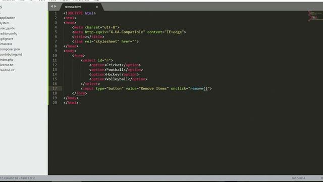 Javascript program to remove items from drop-down list - JAVASCRIPT смотреть онлайн