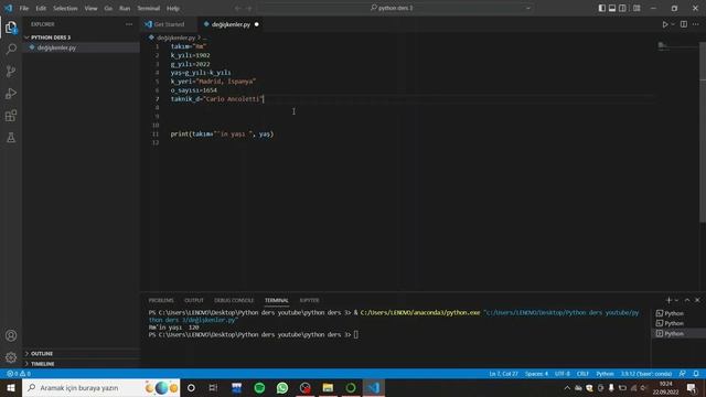 Değişken Tipleri Python kodlama Ders- 3 Değişkenler ve type() смотреть онлайн