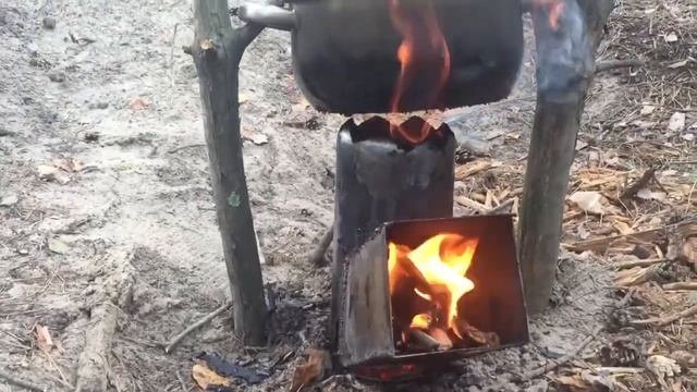 Походная ракетная печь для приготовления пищи в полевых условиях из огнетушителя автомобильного смотреть онлайн