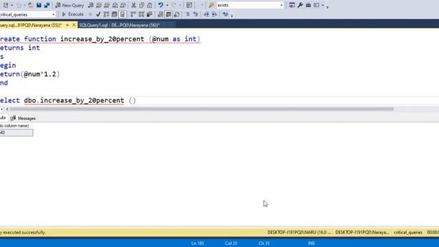 MS SQL- SCALAR VALUED FUNCTION to increase value upto 20percent смотреть онлайн