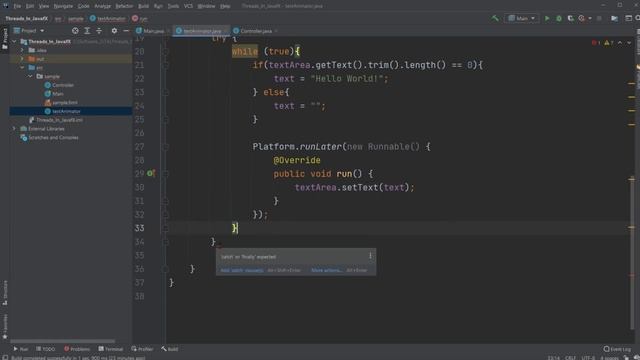 JavaFX and Scene Builder Course - IntelliJ #24: Flashing text animation with threads смотреть онлайн