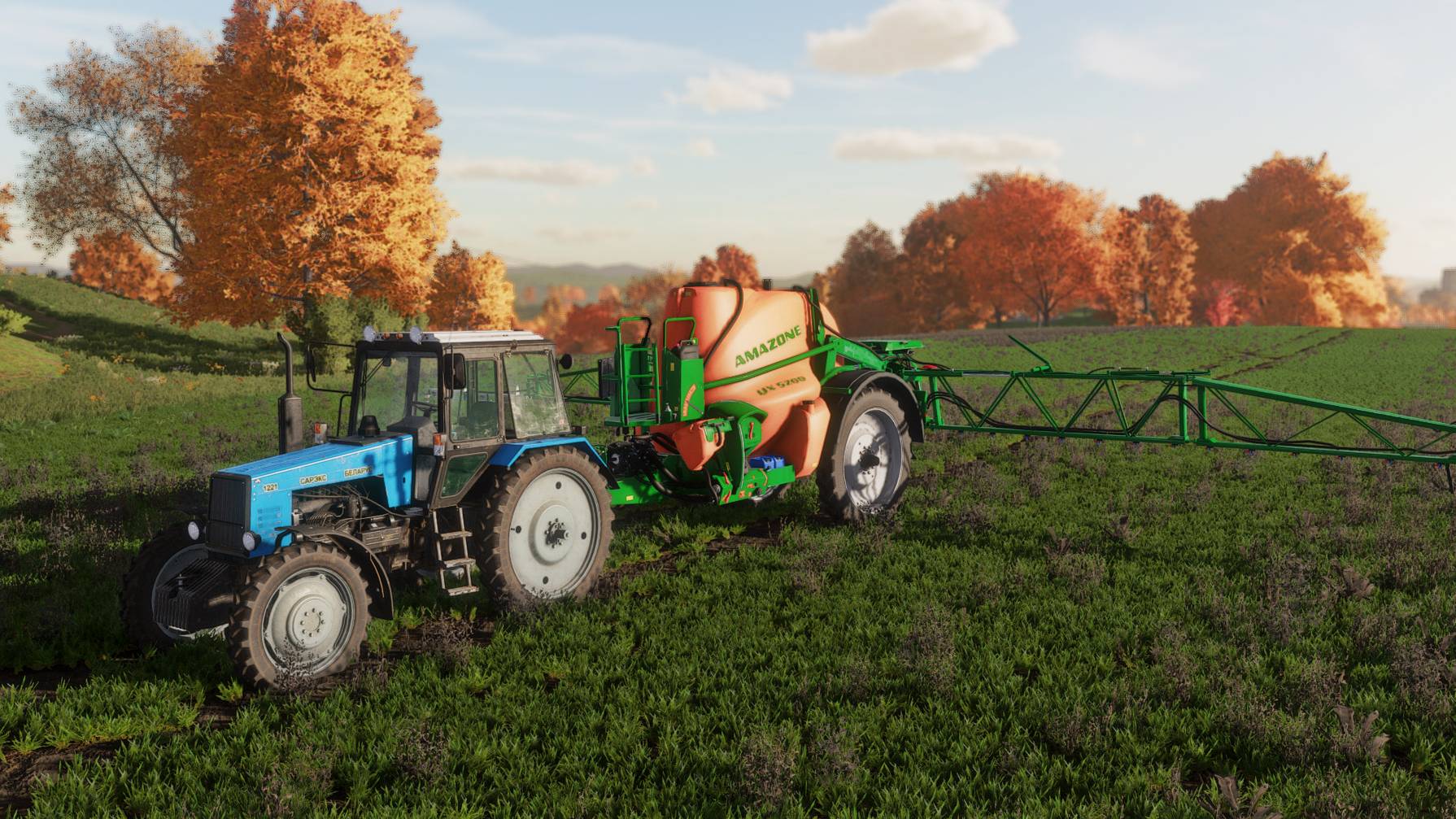 Farming Simulator 22 / Карта Сосновка / Внесение гербицида по пшенице МТЗ-1221 смотреть онлайн