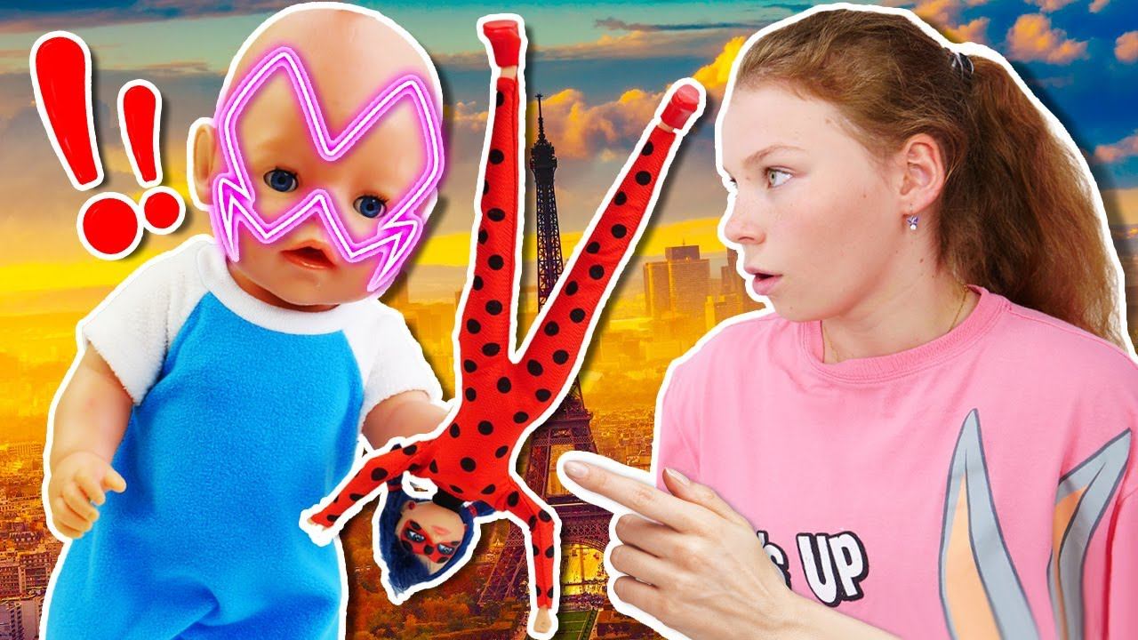 Маринетт присматривает за ребенком | Игры в куклы Леди Баг | Смешные видео для девочек с игрушками смотреть онлайн