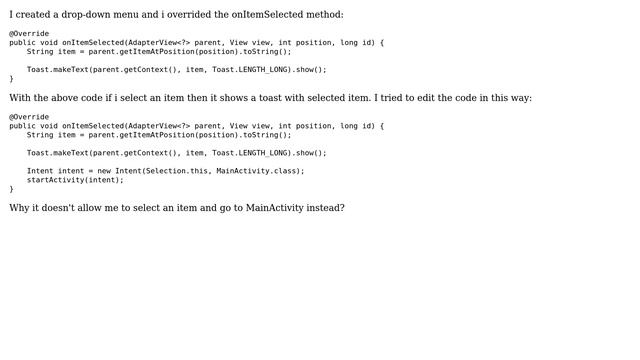How to start activity on item selected? смотреть онлайн