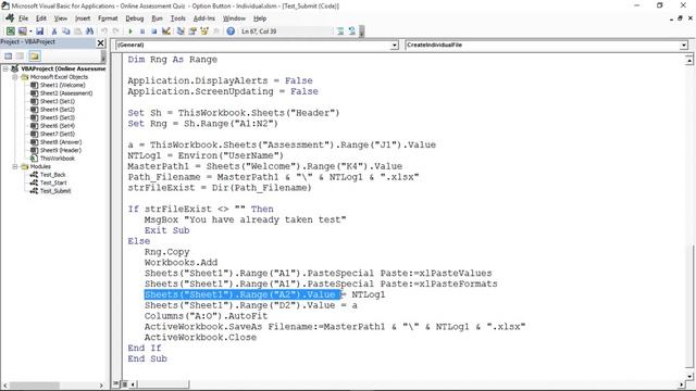 Part 2 - VBA Online Assessment With Option Button (To Create Individual Result file for each) смотреть онлайн