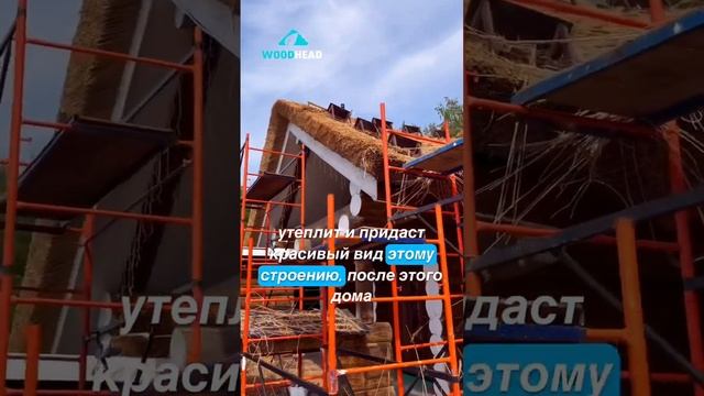 Крыша из камыша для бани в Тульской области. #крыша из камыша #камышовая кровля #камыш #woodhead