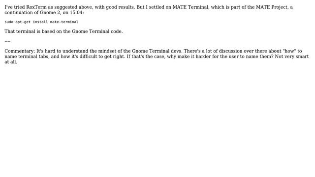 Ubuntu: Ubuntu 15.04 fresh install: Can't rename gnome-terminal tabs (6 Solutions!!) смотреть онлайн