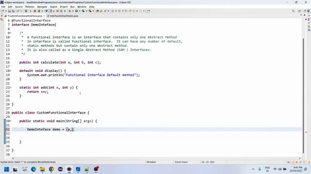 Create a Custom functional interface and use it in main method by using Lambda expression смотреть онлайн
