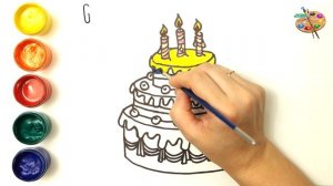 Простая техника рисования детей | раскраска торт | Раскраски Малышам.