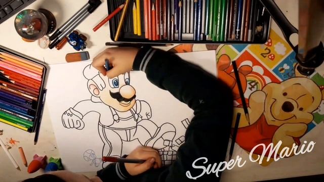 How to draw Super Mario. Как нарисовать Супер Марио. Disney character using pencils and markers. смотреть онлайн
