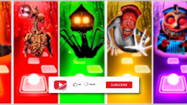 Choo Choo Charles vs Skibidi Toilet vs Camera Head vs TV Woman vs Bus Eater McQueen Mix Tiles Hop смотреть онлайн