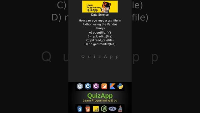 Data Science How can you read a csv file in Python using the Pandas library смотреть онлайн