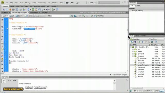 Contact Page Form, PHP Script Dreamweaver Tutorial - YouTube.flv смотреть онлайн