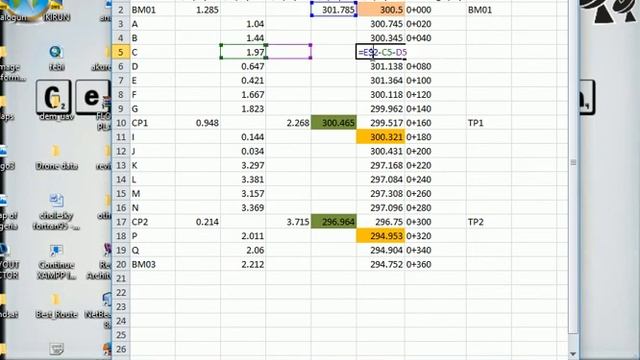 Leveling computation(Height of Instrument method) program on Excel spreadsheet смотреть онлайн