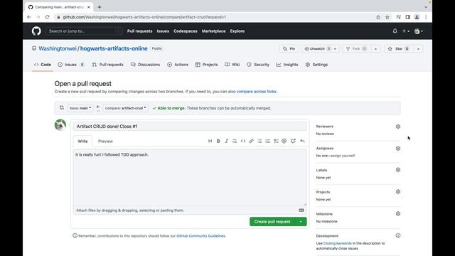 28 Pushing a Feature Branch to GitHub and Creating a Pull Request смотреть онлайн